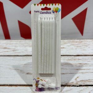 Velas Blancas con  Brillo 12 cm. x 6 unid. IMP 38404