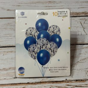 Set 10 Globos Azul Látex Perlados y Confeti IMP. 41435