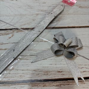 Moño Fácil Gibreado Plateado 40 cm.  x 10 u. IMP. 38295