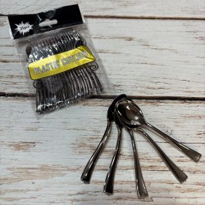 Cucharita Plastica Plateada x 10 cms x 25 unid.  IMP 38303