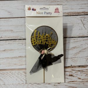 Topper Happy Birthday Circulo Con Tul Negro IMP 41425