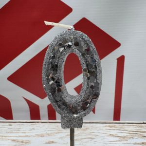 VELA NUMERO 0 GIBREADA CON PALITO 20 CM PLATEADO IMP