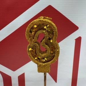 VELA NUMERO 3 GIBREADA CON PALITO 20 CM DORADO IMP,