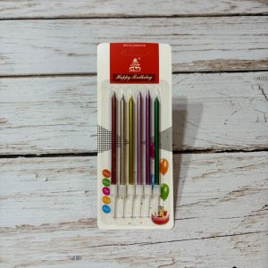 VELA 13 Cm.  METALIZADA CON PORTAVELA MULTICOLOR X 6 Unid. IMP. 42987