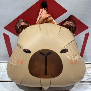 GLOBO METALIZADO SILUETA GRANDE CARA CAPIBARA BONETE 60CM IMP. 43756