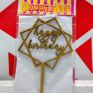 Pinche Adorno Fibrofácil HAPPY BIRTHDAY Dorado C.A. 44682