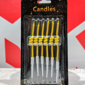 Vela Metalizada Resorte  Dorada 12 Cm. c/Portavela 6 Unid. IMP.44638