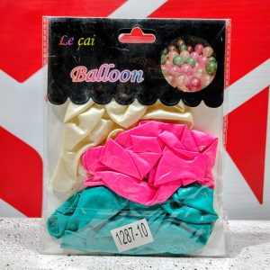 SET 20 GLOBOS LATEX PERLADO 9 PULG 1.3GR TRICOLOR VERDE /BLANCO/ ROSA IMP.45092