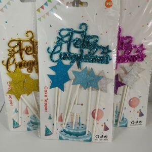 Cake Topper Feliz Cumpleaños Estrella x 7 Unid.  Colores Surtidos   IMP. 52294