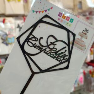 Topper Feliz Cumple Negro Común IMP.  52623