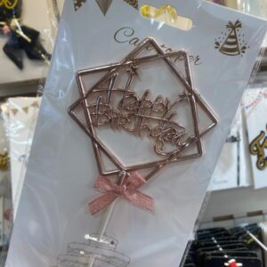 Cake Topper Happy Birthday Marco Hexagonal Rosa Gold  IMP. 52295