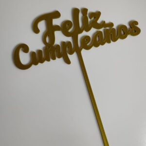 Topper Feliz Cumpleaños Dorado