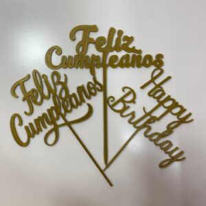 Topper Feliz Cumpleaños Dorado