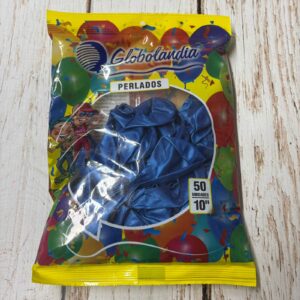 Globos Látex Azul PERLADO X 50 Unid. GLOBOLANDIA 57719