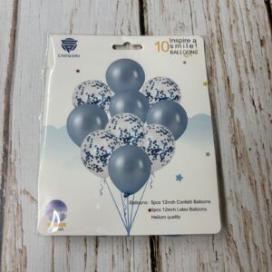 Set 10 Globos Celeste Látex Perlados y Confetti IMP. 57572