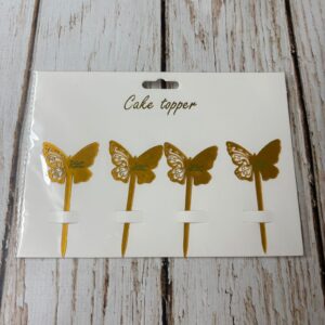 Cake Topper Feliz Cumpleaños MARIPOSAS x 4 Unid. Dorado IMP. 57568
