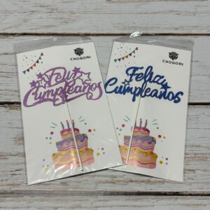 Cake Topper Gibreado Feliz Cumpleaños Cursiva c/estrellas  IMP. 58982