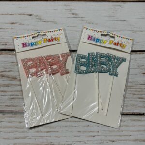 Cake Topper 4 Piezas - Baby c/Perlas Celeste/Rosa  IMP.  58998