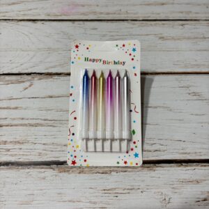 Vela Degrade c/Portavela  9 cm. x  6 Unid. Multicolor  IMP. 60273