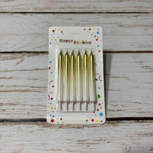 Vela Degrade c/Portavela  9 cm. x  6 Unid. Doradas  IMP.  60269