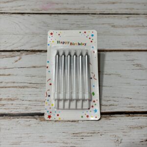 Vela Degrade c/Portavela  9 cm. x  6 Unid.  Plateada IMP. 60272