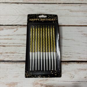 Vela Metalizada Torneada Dorada con Portavela 13 cm. x 10 unid. IMP 38469