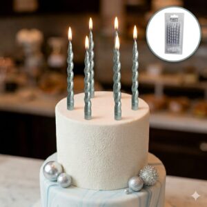 VELA TORNEADA C/PORTAVELA 9CM PLATA X 6 UNI 62900