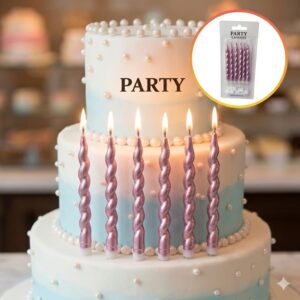 VELA TORNEADA C/PORTAVELA 9CM ROSA GOLD  X 6 UNI 62902