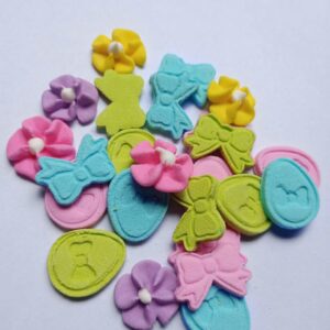 Kit Pascuas 4 pastillaje (24 formitas moñitos, huevitos y flores)