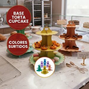 BASE PORTA CUPCAKE DE 3 PISOS CANDY BAR COLORES SURTIDOS IMP