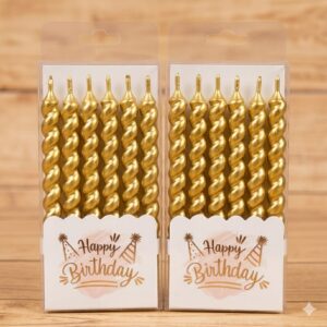 Velas Tirabuzón Dorado con Porta-velas x 6 unid. IMP. 61084