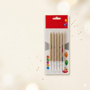 Velas 13 cms Metalizadas champagna con Portavela x 6 unid. IMP. 67015