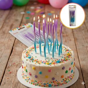 VELA C/ONDAS DEGRADE 3 COLORES CELESTE/PLATA/VIOLETA x 12 Unid. IMP. 64222