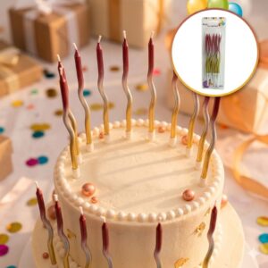 VELA C/ONDAS DEGRADE 3 COLORES DORADO/PLATA/ROJO x 12 Unid. IMP. 64224