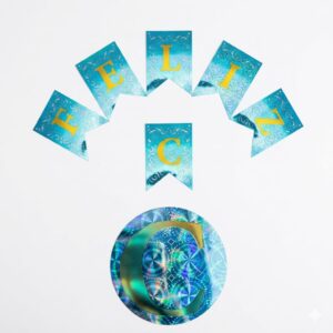 Banderín Metalizado Láser Ondas Feliz Cumpleaños  Celeste IMP. 67040