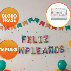 Globo Metalizado Feliz Cumpleaños Multicolor Frase Imprenta IMP. 68048