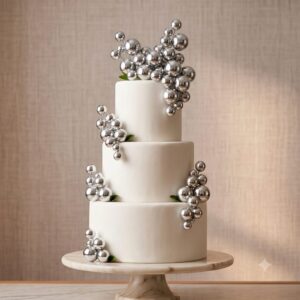Cake Topper Adorno Esfera Tamaños Surtidos x 20 Unid. Plateado IMP. 71923
