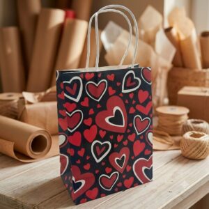 Bolsa de Papel Kraft Corazones 15x8x21 Cm. IMP. 71447