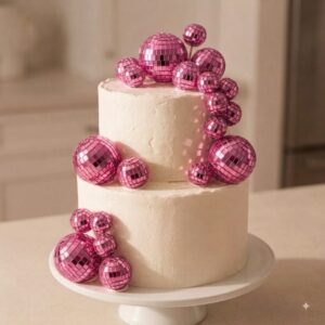 CAKE TOPPER BOLA DE BOLICHE PALITO 10PCS TAMAÑOS SURTIDOS ROSA 74742