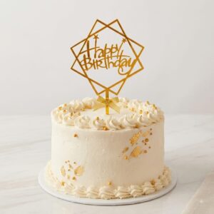 CAKE TOPPER HAPPY BIRTHDAY HEXAGONAL DORADO IMP 74787