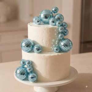 CAKE TOPPER BOLA DE BOLICHE PALITO 10PCS TAMAÑOS SURTIDOS CELESTE 74740